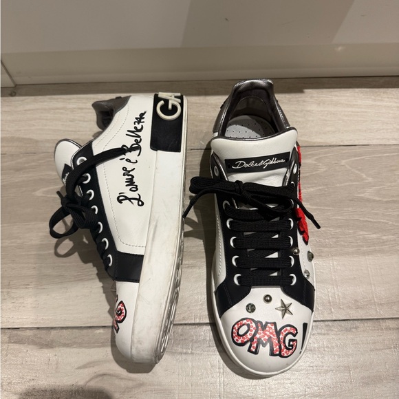 Dolce & Gabbana leather wow embellished low top sneakers size 40 - Picture 4 of 9